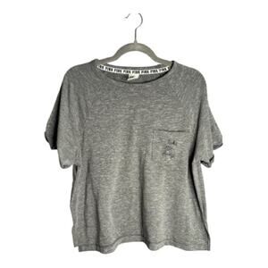 PINK Victoria’s Secret Gray Crewneck Pocket Tee Take Me Away Medium